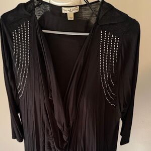 Black cardigan Top with Silver Studs Accents